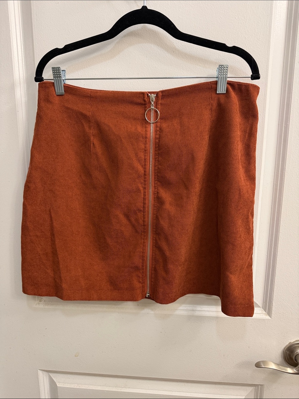 SHEIN Rust Zip-Front Corduroy Mini Skirt